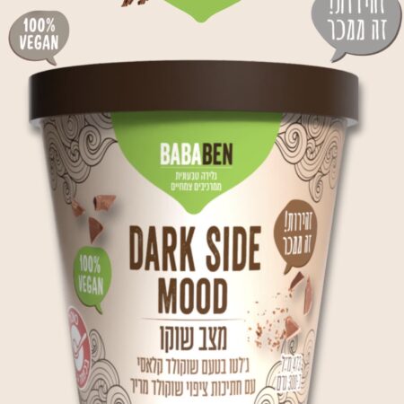 גלידה טבעונית ג׳לטו שוקולד קלאסי עם חתיכות ציפוי שוקולד מריר | BABABEN