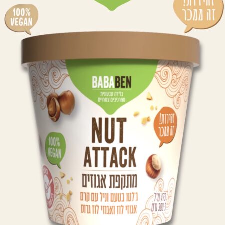 גלידה טבעונית ג׳לטו וניל קרם אגוזי לוז ואגוז לוז גרוס | BABABEN