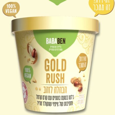 גלידה טבעונית בוטנים קרם קרמל וחתיכות שוקולד מריר | BABABEN